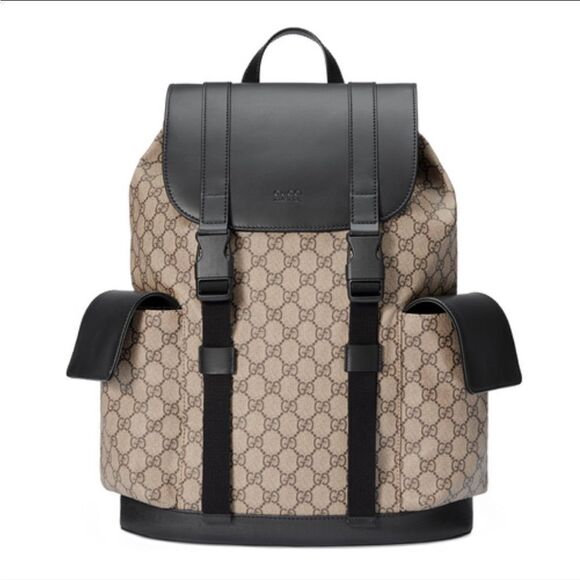 Men’s Gucci GG Supreme extra large backpack double buckle canvas new with tags - Picture 14 of 15